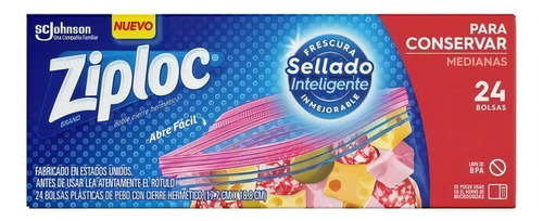 Ziploc Bolsas Multiuso Hermética Conservar Mediana 24 Un