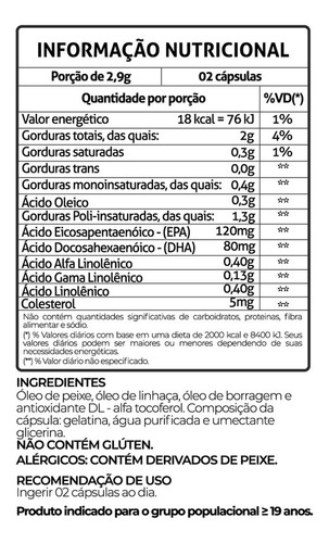 Imagem 4 de 4 de Kit 3 Ômega 3-6-9 Peixe Linhaça Borragem 1000mg 60cps