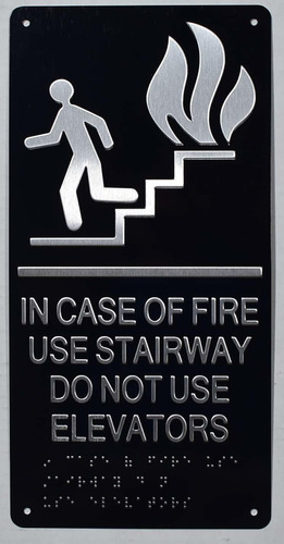 Caso Incendio Escalera No Utiliz Letrero Elevador Aluminio 6