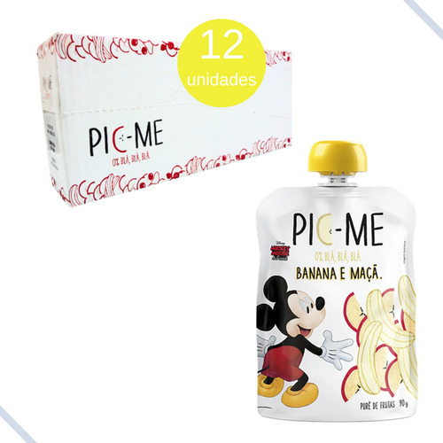 Kit 12 Papinha De Frutas Disney Pic-me - Banana E Maçã 90g