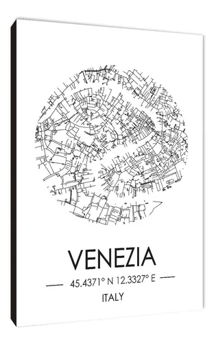 Cuadros Mapa Venecia Varios Modelos 20x29