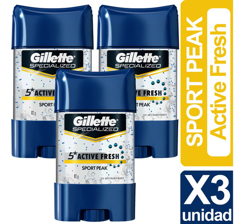 Desodorante Gillette Gel Sport Peak 82g X3 Unid