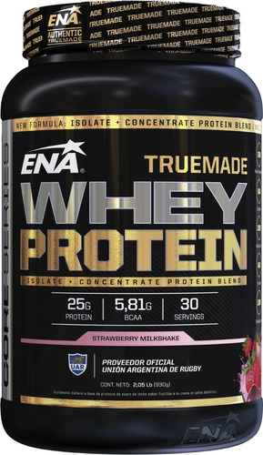 True Made Whey Protein Ena Sabor Strawberry Milkshake X 930g