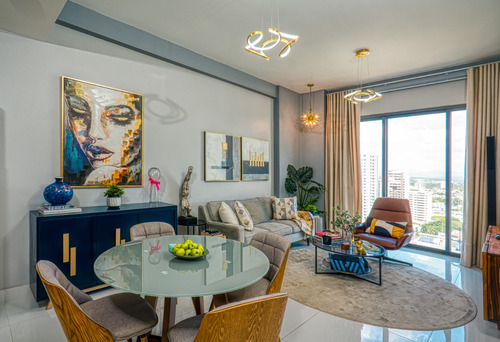 Apartamento En Piantini En Torre Monaco Amueblado De 1 Habitacion Con Estudio 103m2 Piso Alto
