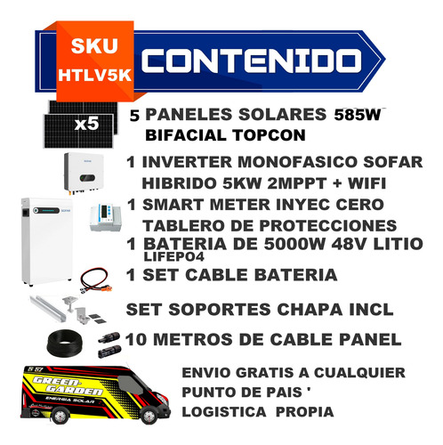 Kit Solar Red Hibrido Monofasico 5kw 48v Paneles Bifaciales
