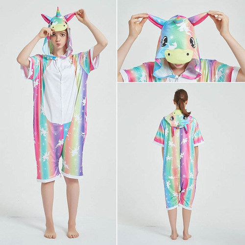 Pijama Infantil Macacão Kigurumi Fantasia Unicórnio Botão