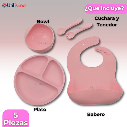 Set Alimentación Silicona Bebé 5 Piezas Libre Bpa