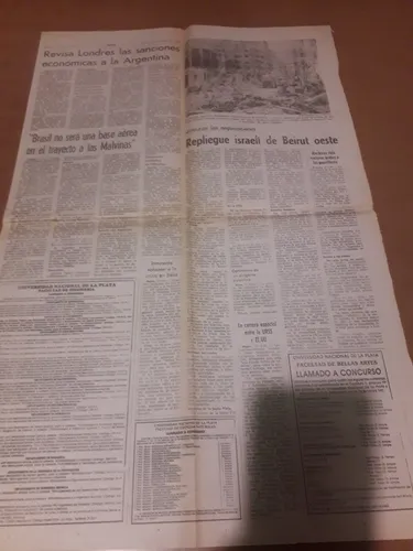 Tapa Diario Prensa 18 8 1982 San Martín Malvinas Ferro Vélez (Usado)
