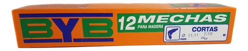 Mecha Para Madera Byb Corta 7/16 Pra Taladro Baja Veloc X 12
