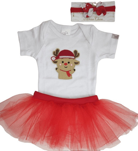 Conjunto Natal Menina Noel Rena Body E Saia Tutu  