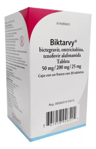 Farma-li ,biktarvy 50 Mg/ 200 Mg/ 25 Mg, Vigencia 2025.