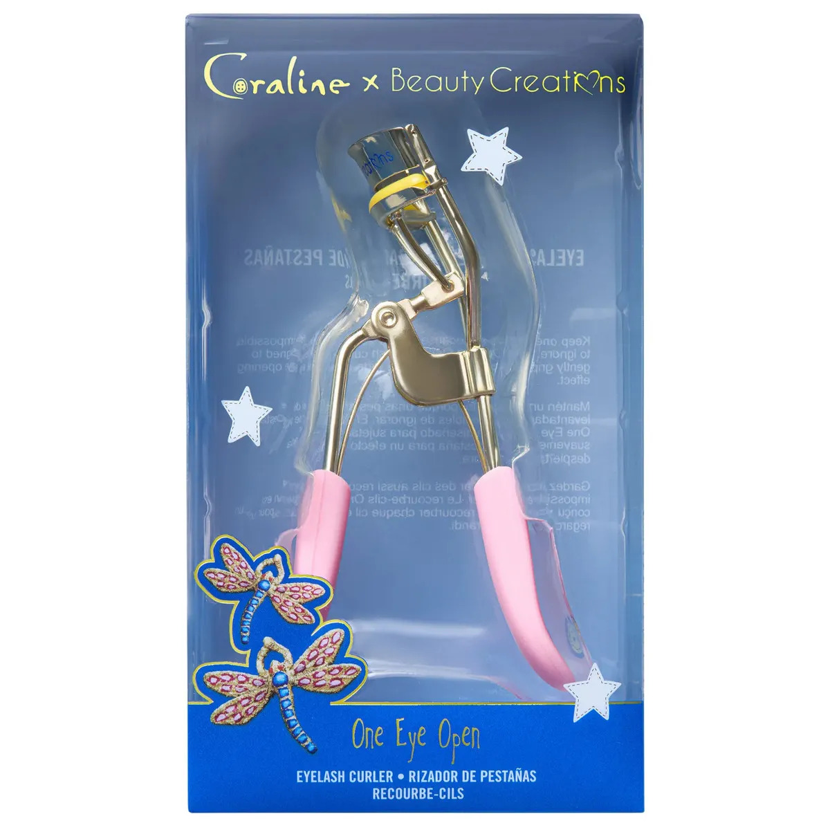 Beauty Creations - Rizador De Pestañas Coraline One Eye Open - Acabado Dorado Con Almohadilla De Silicona Rosa Para Un Rizado Preciso Y Duradero - Edición Coraline