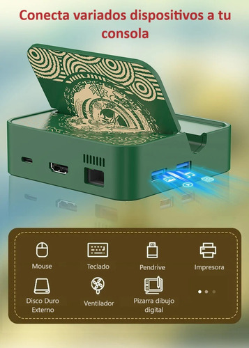 Base Cargador 6x1 Con Hdmi Para Nintendo Switch Modelo Zelda