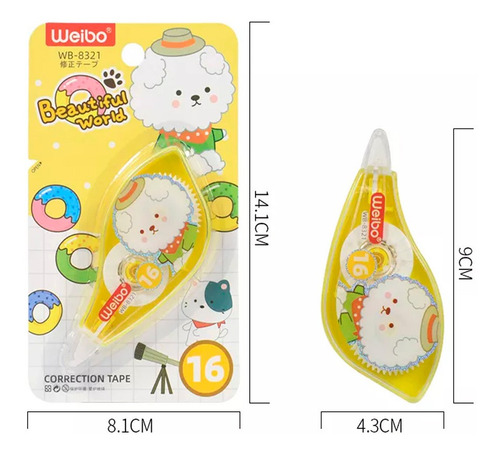 3 Correctores Cinta Kawaii Tinta Boligrafo Cinta Correctora