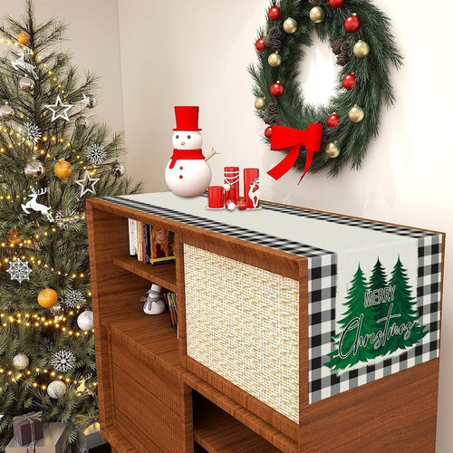 Camino De Mesa De Navidad A Cuadros, Árbol De Navidad De 13