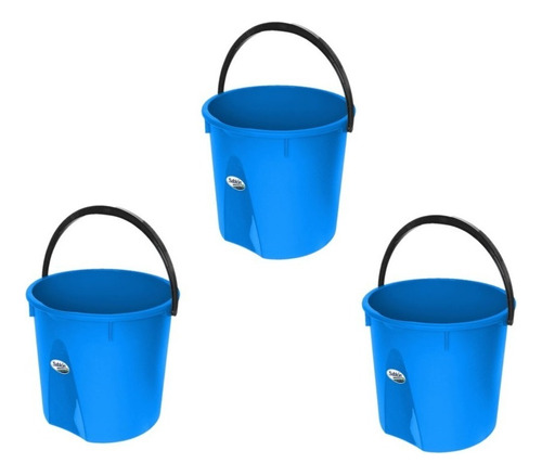 3 Pack Cubeta Rígida 13l Color Azul