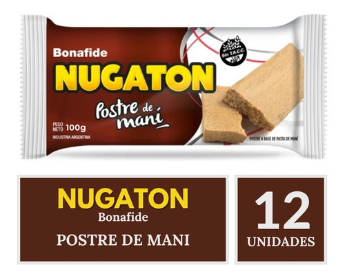Imagen 1 de 10 de Postre De Maní Bonafide Nugaton 100g. Pack X 12 - Sin Tacc
