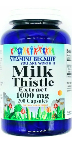 Vitamins Because Milk Thistle Cardo De Leite 1000mg 200cáps