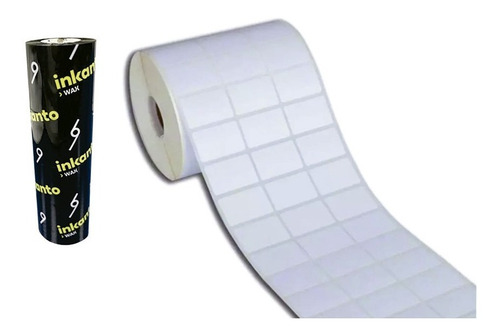 Kit 12 Rolos Etiqueta Zebra 33x22 Mm Couché 6 Ribbon Inkanto