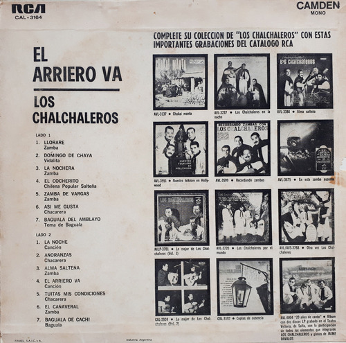 Los Chalchaleros - El Arriero Va Lp W (Usado)
