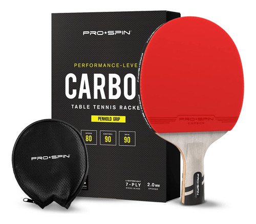 Paleta De Ping Pong Pro Spin Fl (concave) Fibra De Carbon