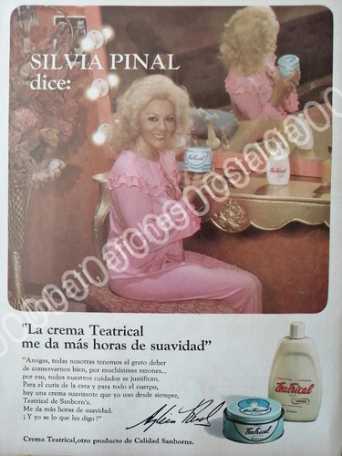 Cartel Retro Silvia Pinal Y Crema Teatrical 1970s /
