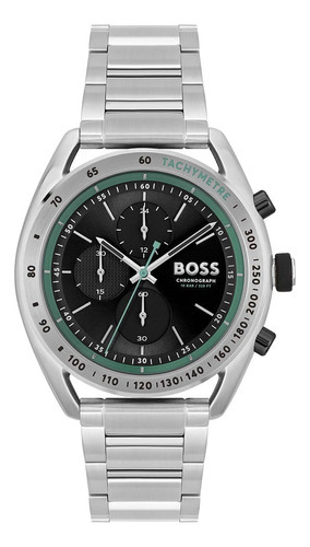 Reloj Boss Court Para Hombre De Acero Plateado 1514023 Ss Color Del Fondo Negro