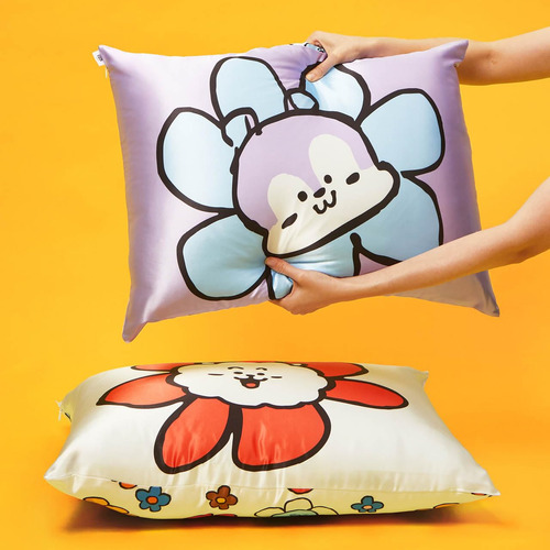 Funda De Almohada De Satén Kitsch X Bt21 (mang) Para Cabello