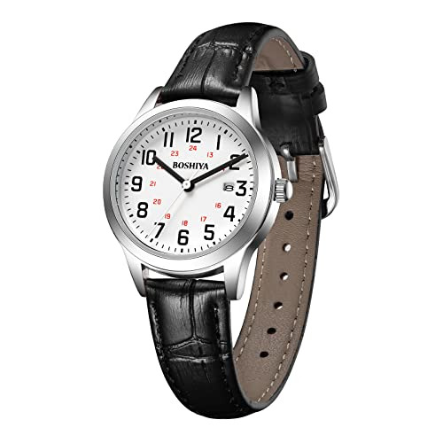 Reloj Mujer Boshiya Cuero Fácil Lectura Impermeable Fecha