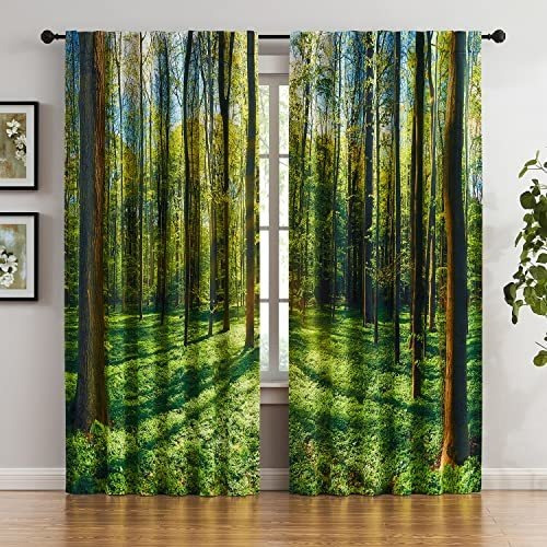 Bosque Negro Cortinas 84 Pulgadas Árbol Verde Hh6we