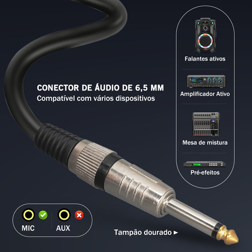 Microfone Com Fio Profissional Metal Para Karaokê Cor Preto