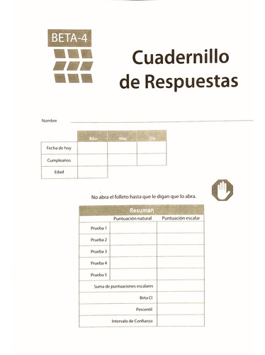 Beta 4. Evaluacion No Verbal De Inteligencia. Prueba Complet
