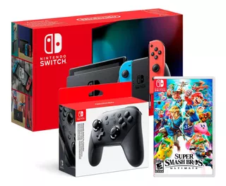 Consola Nintendo Switch 2019 + Super Smash Bros + Mando Pro