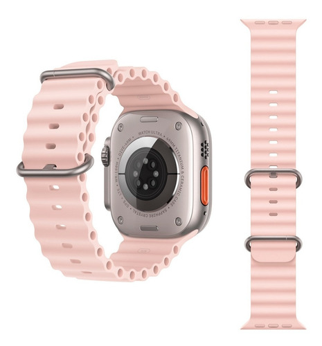 Pulseira Oceano Para Apple Watch Ultra 49mm 45/44/42/41/40mm Cor Rosa