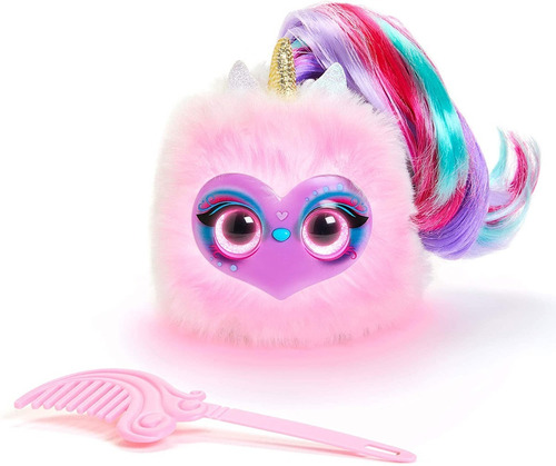 Mascota Electrónica De Peluche Pomsies Lumies Dazzle Gogo Color Blanco con cara Rosada