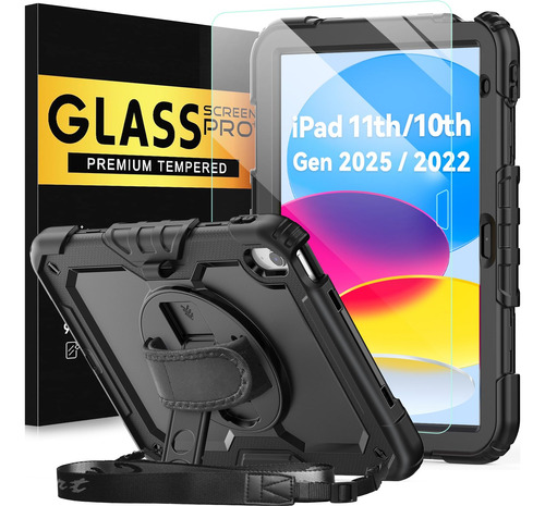 Funda Negra Complet Para iPad A16 11/10 Gen + Protector