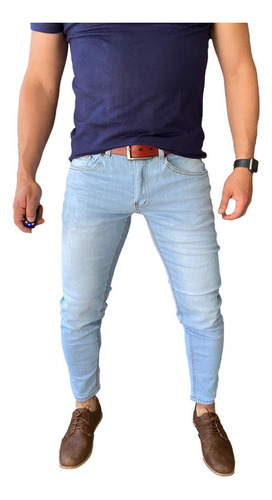 Imagen 1 de 6 de Jeans Elasticados Hombre Strech Celeste