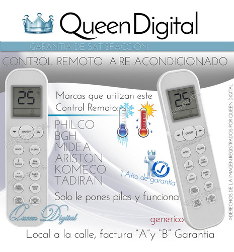 Control Remoto Aire Acondicionado Para Philco Rg36b(b)/bge