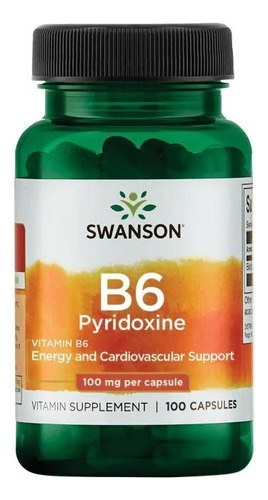 Vitamina B-6 Piridoxina 100 Mg 100 Capsulas De Swanson