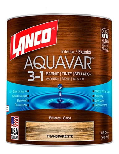 Sellador Madera 3 En 1 Base Agua | Aquavar | 1.0 Lt | Lanco