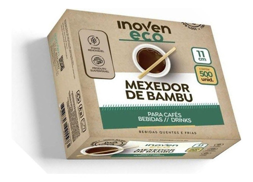 Mexedor Bambu Inoven Cafe Bebidas Drinks 11 Cm 500 Unidades