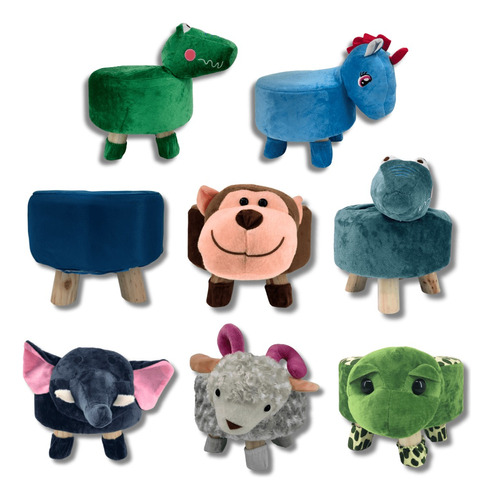 Silla Banco Puff Animalitos Infantil  