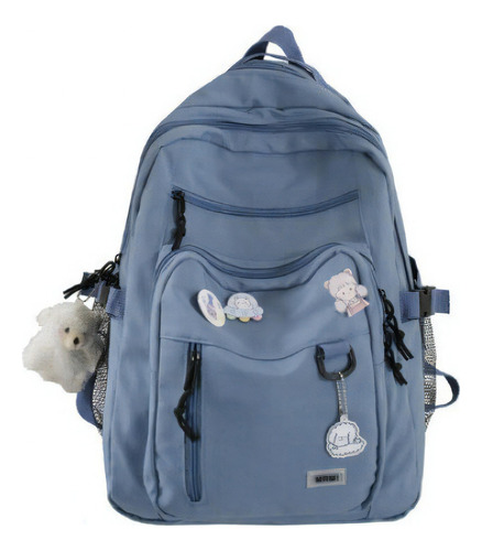 Bonita mochila de viaje de ocio con insignia escolar azul