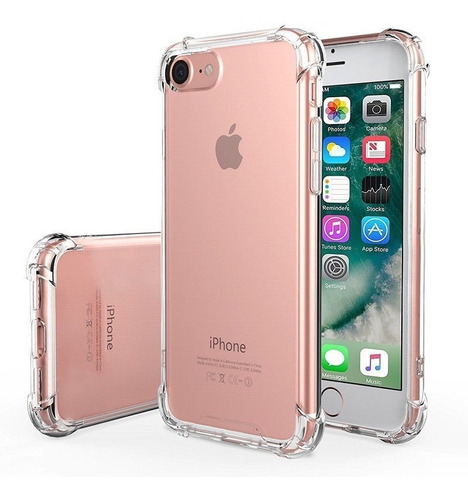 Funda Transparente Para iPhone 7 + Mica De Cristal Gratis