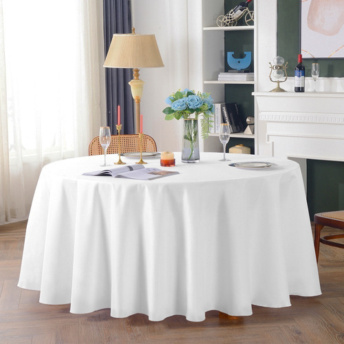 Toalha De Mesa Redonda Tecido Oxford 3,00m Festa Buffet Cor Branco Lisa