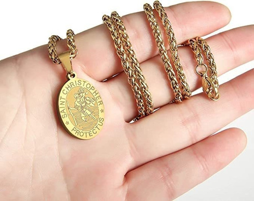 Colar Dourado De São Cristóvão, Pingente, Presente Católico,
