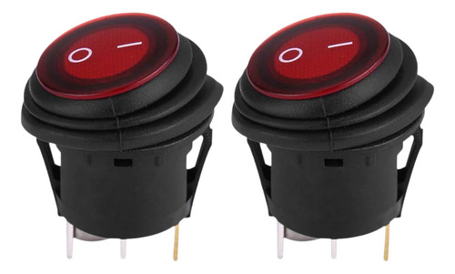 2 Uds Interruptor Redondo Interruptor Redondo Led, Luz Roja