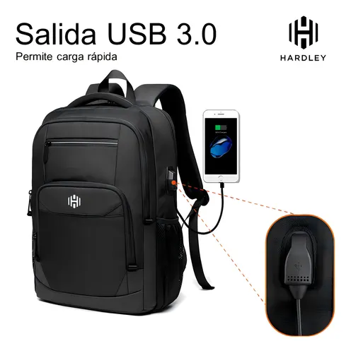 Mochila Urbana Hardley London Color Negro Diseño de la tela Liso 20L