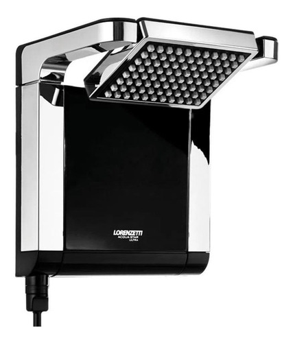 Imagem 2 de 5 de Chuveiro elétrico de parede Lorenzetti Acqua Ultra Star preto-cromado 7800W 220V