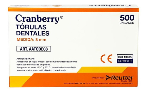 Torulas De Algodón Dentales 8 Mm Cranberry - 500 Unidades